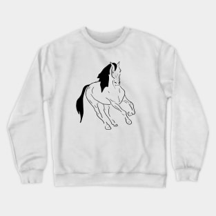 Black line art running horse Crewneck Sweatshirt